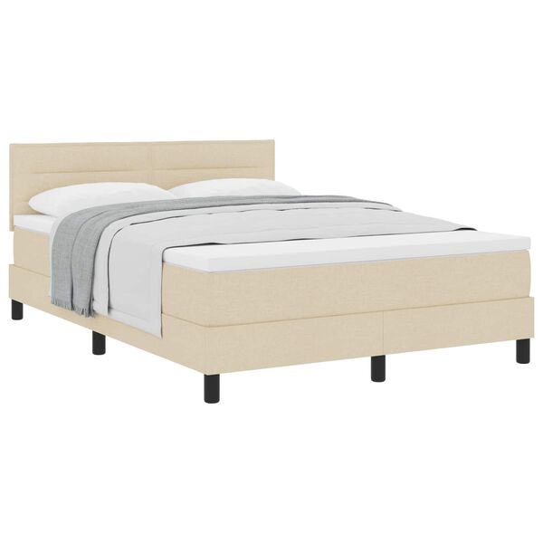 vidaXL Boxspringbett mit Matratze Creme 140 x 190 cm Stoff