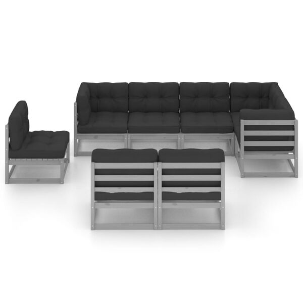 vidaXL 8-tlg. Garten-Lounge-Set mit Kissen Massivholz Kiefer