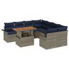 vidaXL Gartensofa-set mit Kissen 9 pcs Grau und Marineblau Poly-Rattan