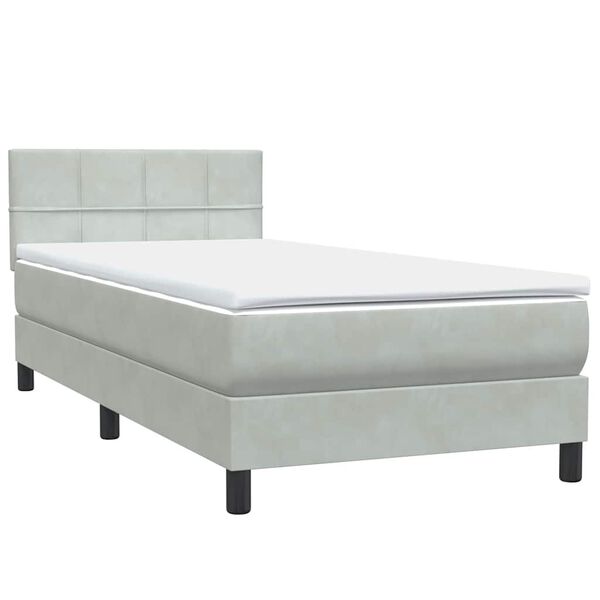 vidaXL Boxspringbett mit Matratze Hellgrau 90x210 cm Samt