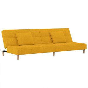 vidaXL Schlafsofa 2-Sitzer mit 2 Kissen Gelb Stoff