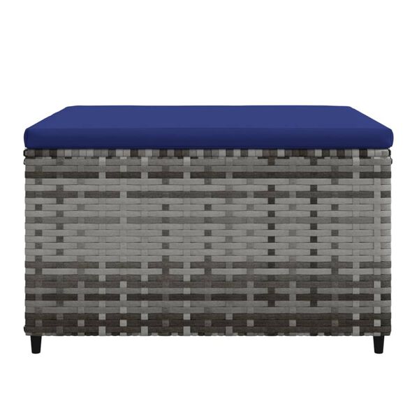 vidaXL Gartenhocker mit Kissen 2 Stk. Grau Poly Rattan