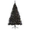 vidaXL K&uuml;nstlicher vorbeleuchteter Weihnachtsbaum Schwarz 210 cm PVC