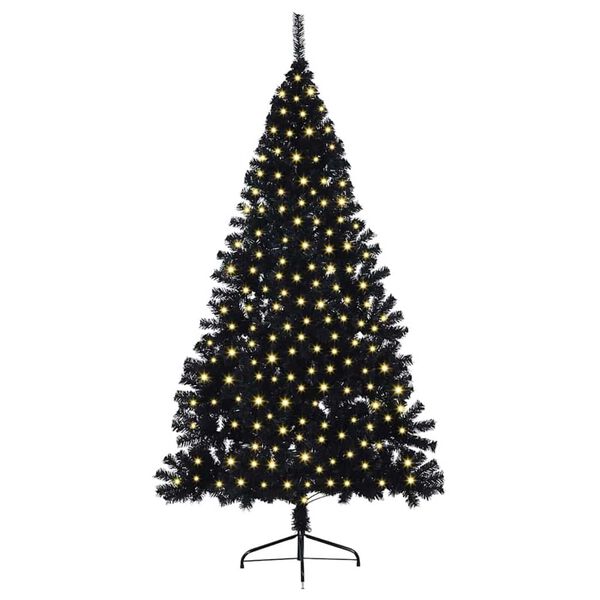 vidaXL K&uuml;nstlicher vorbeleuchteter Weihnachtsbaum Schwarz 210 cm PVC