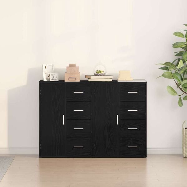 vidaXL Sideboard 2 pcs Schwarz Eichen-Optik 60 x 31 x 84 cm