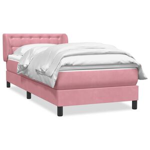 vidaXL Boxspringbett mit Matratze Rosa 80x220 cm Samt