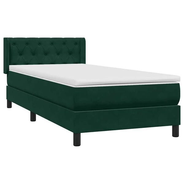 vidaXL Boxspringbett mit Matratze Dunkelgr&uuml;n 80x220 cm Samt