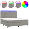 vidaXL Boxspringbett mit Matratze & LED Hellgrau 180x200 cm Samt