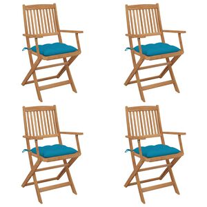 vidaXL Klappbare Gartenst&uuml;hle 4 Stk. mit Kissen Massivholz Akazie