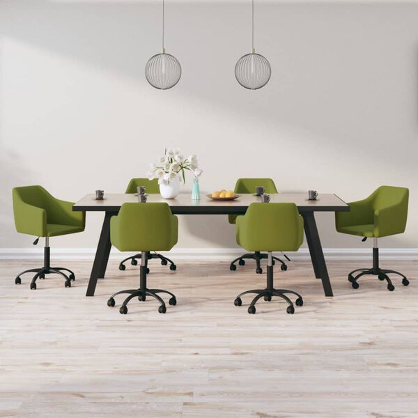 vidaXL Esszimmerst&uuml;hle 6 Stk. Drehbar Hellgr&uuml;n Samt