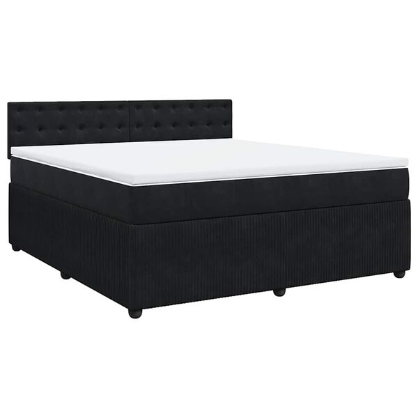 vidaXL Boxspringbett mit Matratze Schwarz 180x200 cm Samt