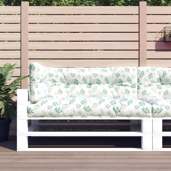 vidaXL Palettenkissen 3-tlg. Blattmuster&nbsp;Stoff