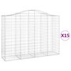 vidaXL Gabionen mit Hochbogen 15Stk. 200x50x140/160cm Verzinktes Eisen