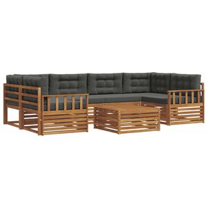 vidaXL Outdoor-Sofagarnitur mit Kissen 7 pcs Natur und Anthrazit