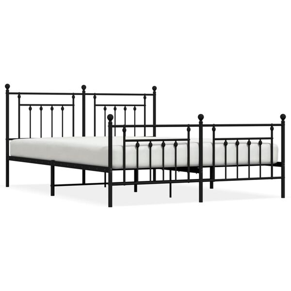 vidaXL Metallbett ohne Matratze mit Fußteil Schwarz 160x200 cm