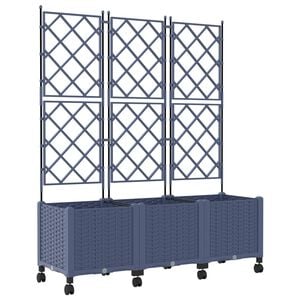 vidaXL Pflanzk&uuml;bel mit Spalier und R&auml;dern 3 stk. Grau PP