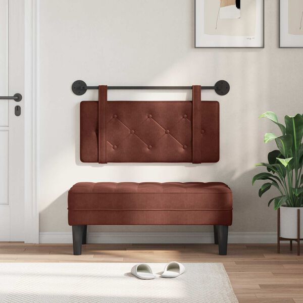 vidaXL H&auml;ngevorderseite Wandmontiert Gl&auml;nzendes Braun 90 cm Antikes PU