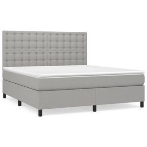vidaXL Boxspringbett mit Matratze Hellgrau 180x200 cm Stoff