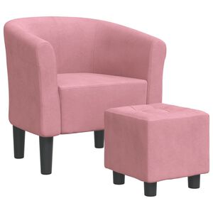 vidaXL Clubsessel mit Fu&szlig;hocker Rosa Samt
