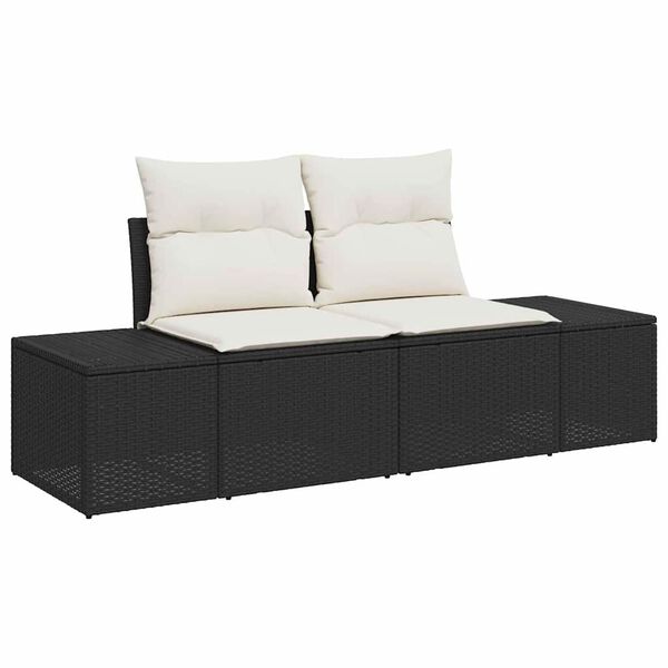 vidaXL Sofa Set mit Kissen 5 pcs Schwarz und Creme Poly Rattan