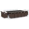 vidaXL 15-tlg. Garten-Essgruppe mit Kissen Poly Rattan Braun
