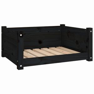 vidaXL Hundebett Schwarz 65,5x50,5x28 cm Massivholz Kiefer