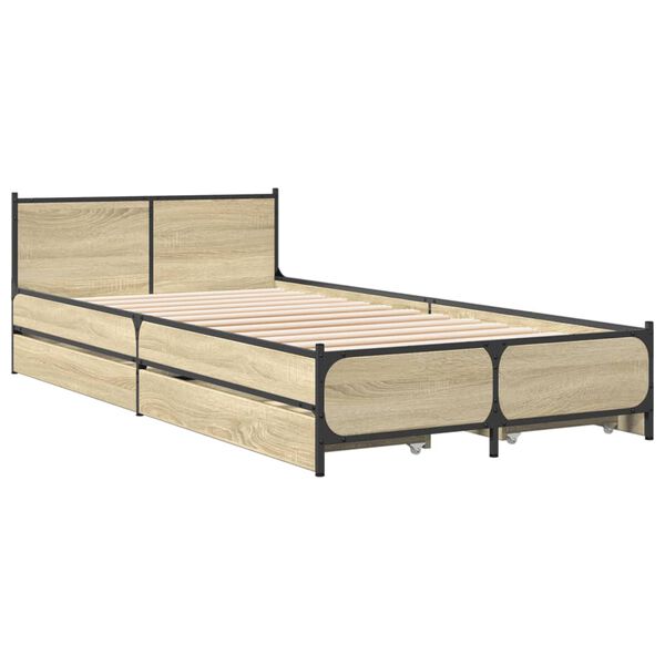 vidaXL Bettgestell mit Schubladen Sonoma-Eiche 90x190 cm Holzwerkstoff