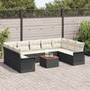 vidaXL Garten-Sofa-Set mit Kissen mit Kissen 10 pcs Schwarz und Creme