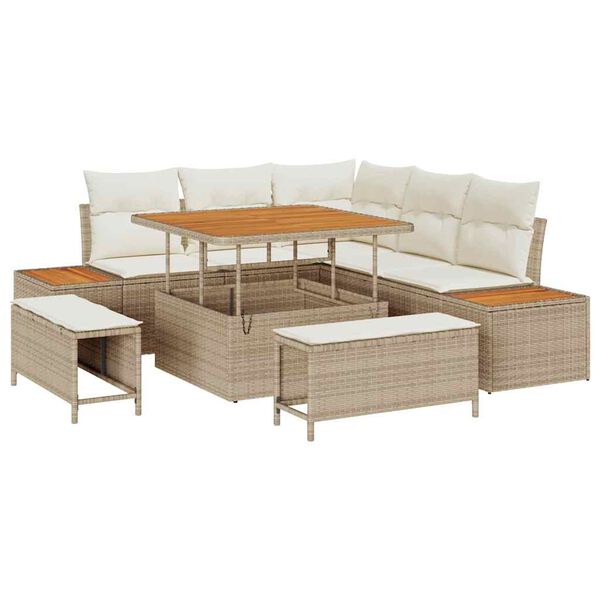 vidaXL Gartensofa-set 8 pcs Beige Poly-Rattan
