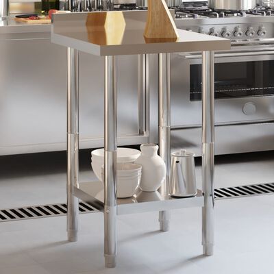 vidaXL Küchen-Arbeitstisch mit Aufkantung 55x55x93 cm Edelstahl