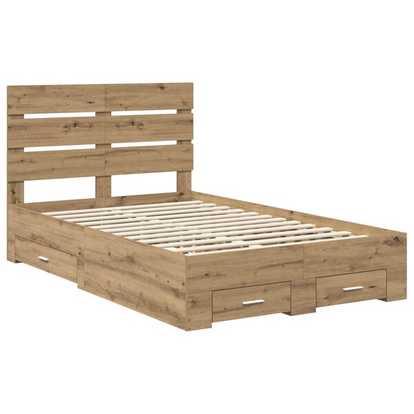 vidaXL Bettrahmen Artisan-Eiche 120 x 190 cm Holzwerkstoff