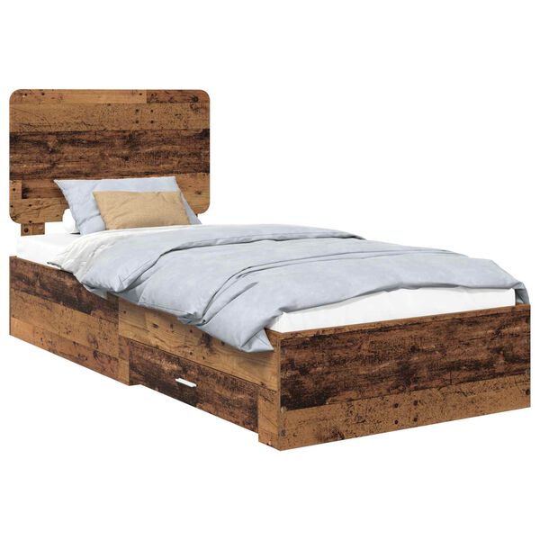 vidaXL Bettrahmen mit Kopfteil Altholz 100 x 200 cm Holzwerkstoff