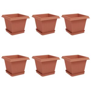 vidaXL Blument&ouml;pfe 6 pcs Ziegelrot 20 x 20 x 16 cm Kunststoff
