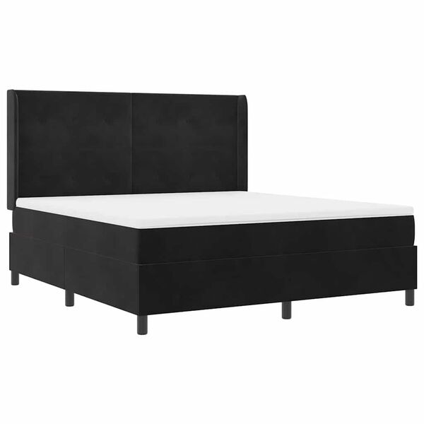 vidaXL Boxspringbett mit Matratze Schwarz 180 x 200 cm Samt