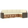 vidaXL Ecksofa Set mit Kissen 5 pcs Natur und Creme Massivholz Akazie