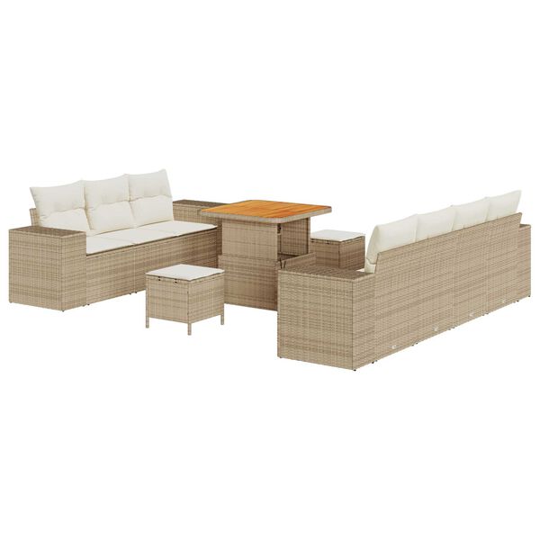 vidaXL Garten-Sofa-Set 10 pcs Beige Poly-Rattan