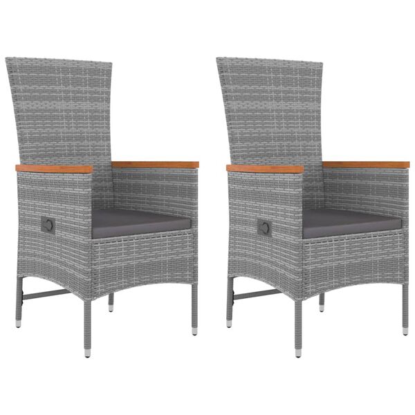 vidaXL 3-tlg. Garten-Lounge-Set Grau Poly Rattan & Massivholz Akazie