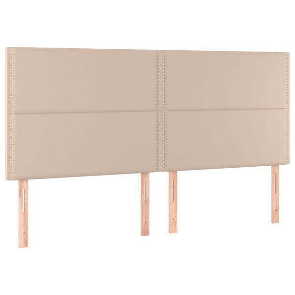 vidaXL LED Kopfteil Cappuccino-Braun 200x5x118/128cm Kunstleder