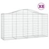 vidaXL Gabionen mit Hochbogen 8 Stk. 200x50x100/120cm Verzinktes Eisen