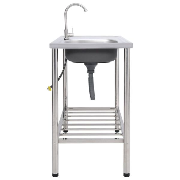 vidaXL Camping-Sp&uuml;le mit Wasserhahn Edelstahl