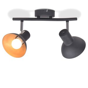 vidaXL Deckenlampe f&uuml;r 2 Gl&uuml;hbirnen E27 Schwarz und Gold