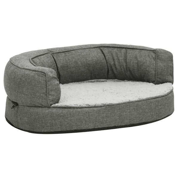 vidaXL Hundematratze Ergonomisch 60x42 cm Leinenoptik Fleece Grau