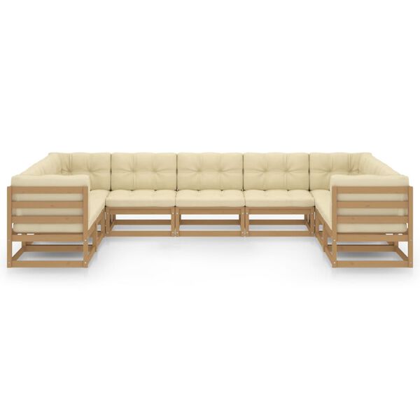 vidaXL 9-tlg Garten-Lounge-Set mit Kissen Honigbraun Massivholz Kiefer