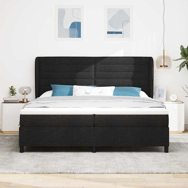 vidaXL Boxspringbett mit Matratze Schwarz 200 x 200 cm Stoff