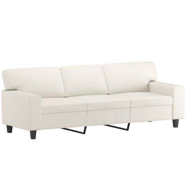 vidaXL 3-Sitzer-Sofa Creme 180 cm Kunstleder