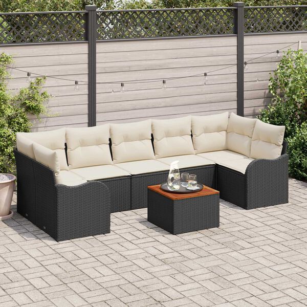 vidaXL Garten-Sofa-Set 8 pcs Schwarz und Weiß