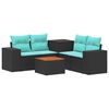vidaXL Sofa Set 6 stk. Schwarz und Blau Polyrattan und Stahl