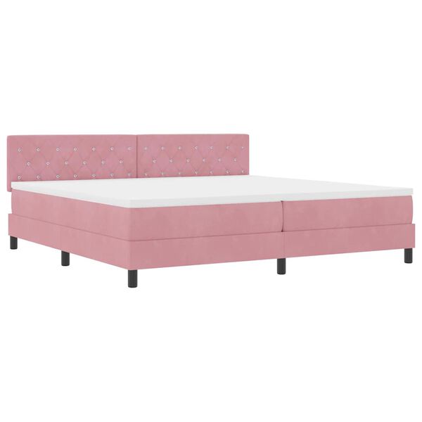 vidaXL Boxspringbett mit Matratze mit Kopfteil Rosa 200 x 200 cm Samt