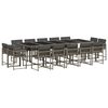 vidaXL 15-tlg. Garten-Essgruppe mit Kissen Grau Poly Rattan