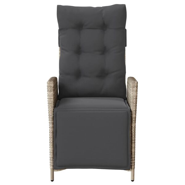 vidaXL Gartensessel mit Fu&szlig;teil Verstellbar Hellgrau Poly Rattan